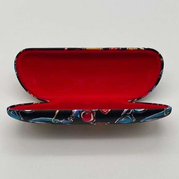 Nicole Miller Sunglasses Print Hard Eyeglass Case Black/Red/Yellow Retro Pop Art - Picture 4 of 11
